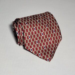Kenneth Cole New York Men's Geometric Tie Rectangle Diamond Pattern Red Blue Tan